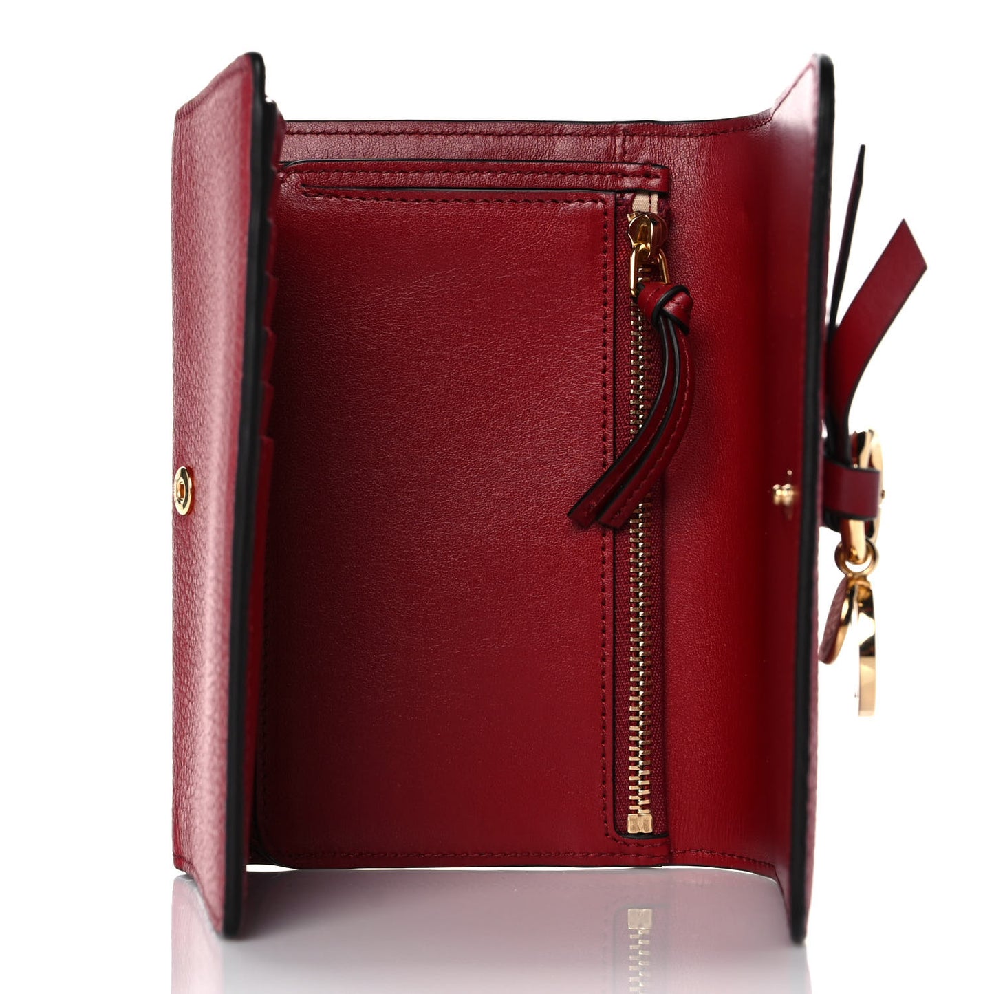 Calfskin Alphabet Compact Wallet Smoked Red