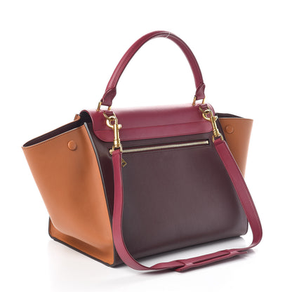 Celine Smooth Calfskin Medium Tri-color Trapeze Orchid Burgundy Tan 3 of 10