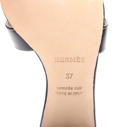 Hermes Calfskin Oasis Sandals 37 Black 9 of 12