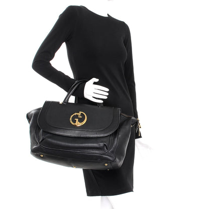 Gucci Pebbled Calfskin Medium 1973 Top Handle Satchel Black 2 of 11