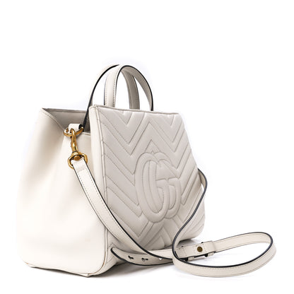 Gucci Calfskin Matelasse Small GG Marmont Tote White 3 of 12