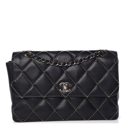 Chanel Calfskin Quilted Contrast Stitch Medium Flap Black 1 of 10