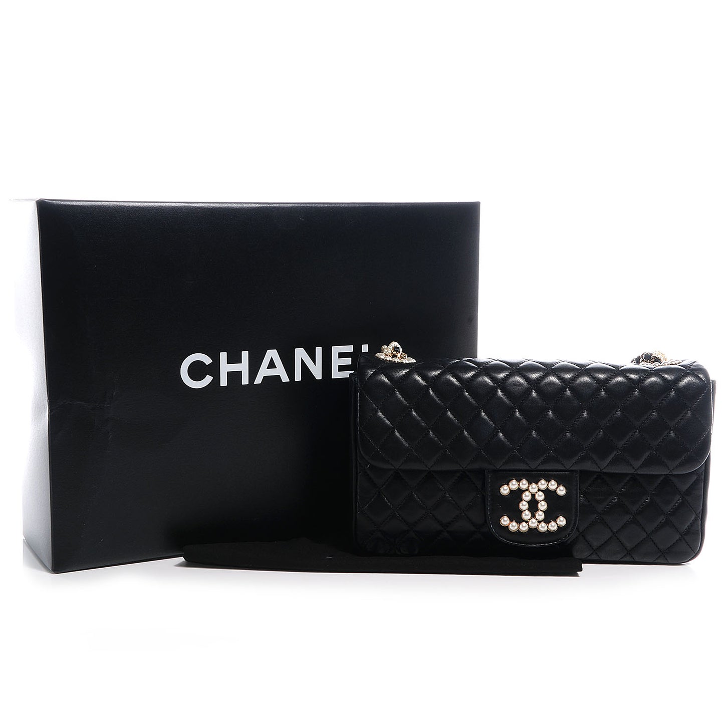 Lambskin Medium Westminster Pearl Flap Black