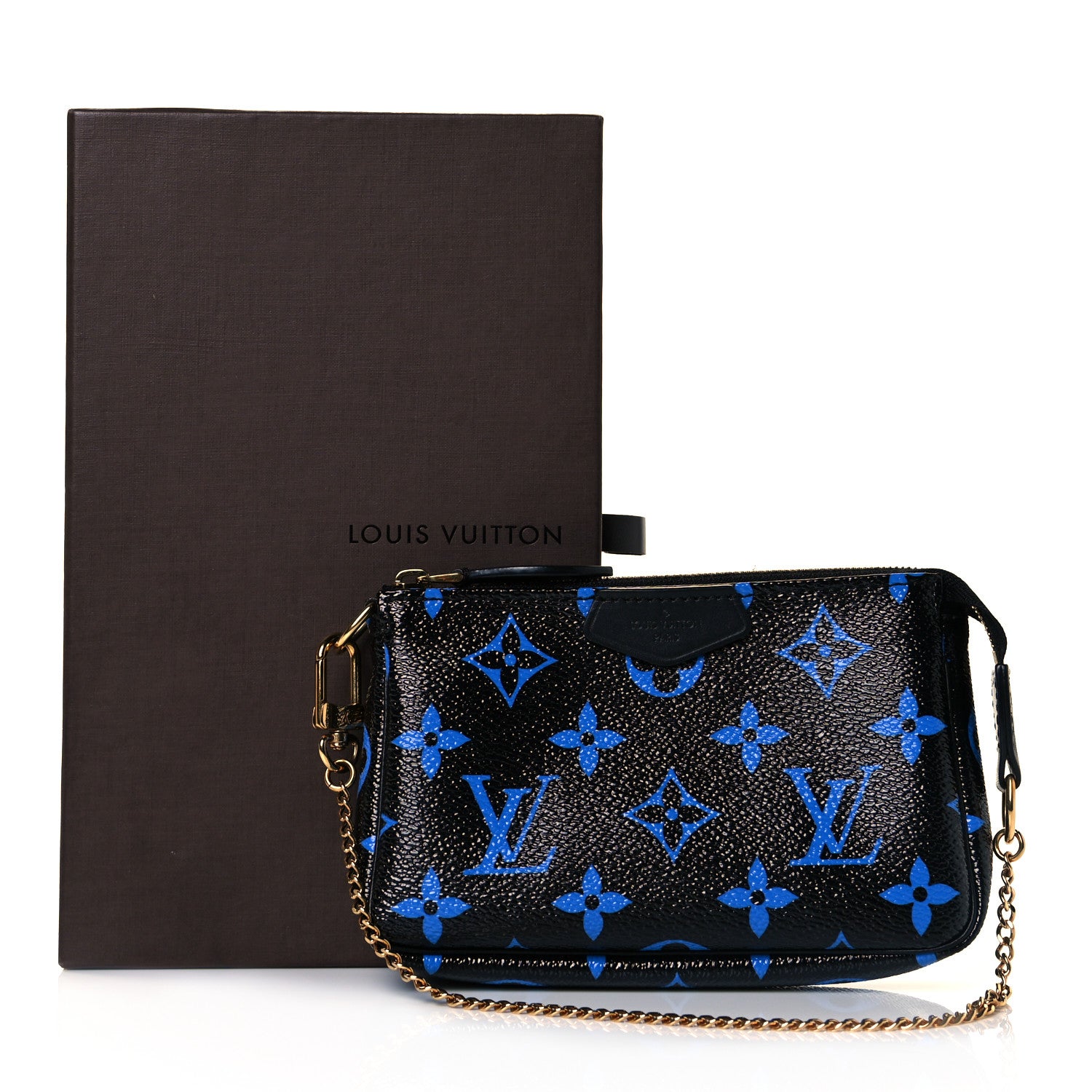 Louis Vuitton Colored Monogram Mini Pochette Accessories Blue Black 8 of 8