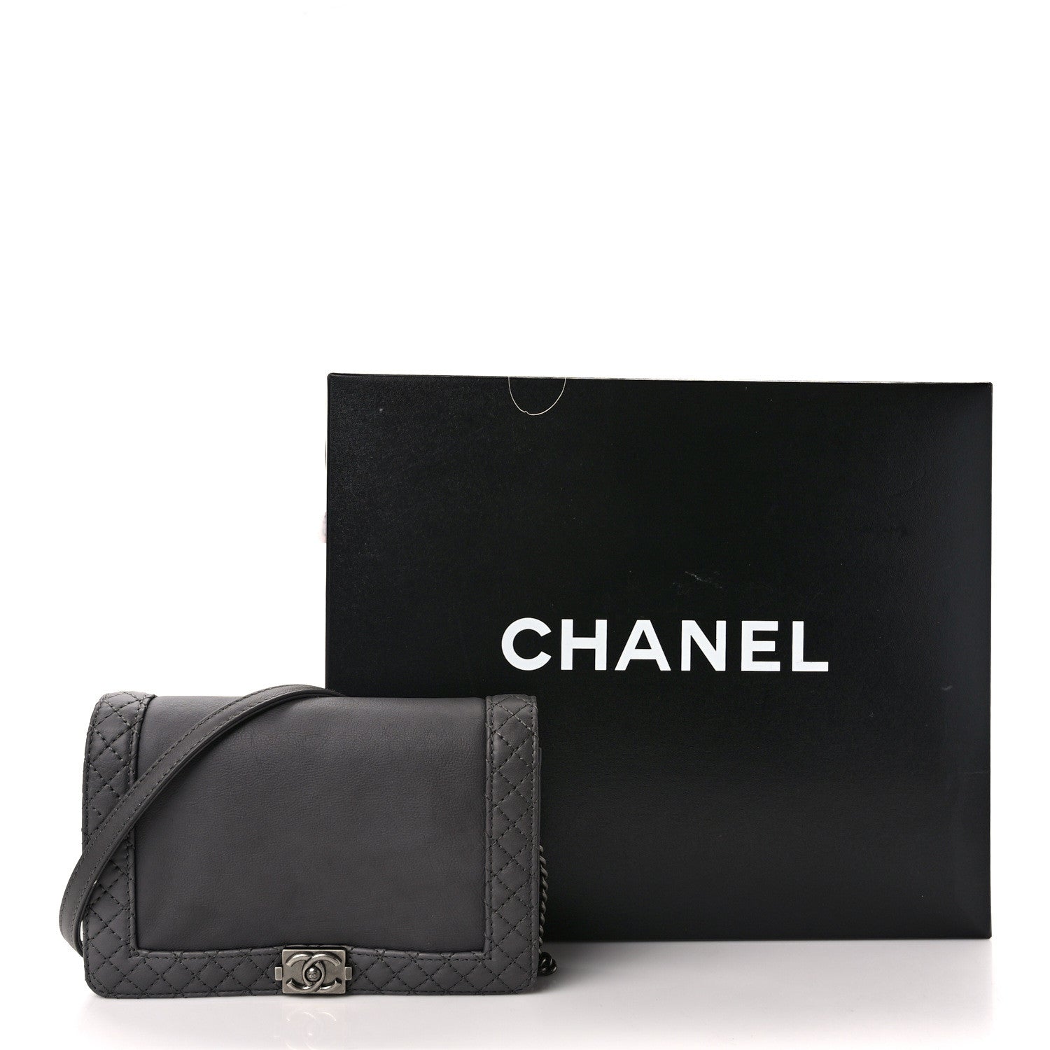 Chanel Calfskin Small Boy Reverso Flap Dark Grey 11 of 11