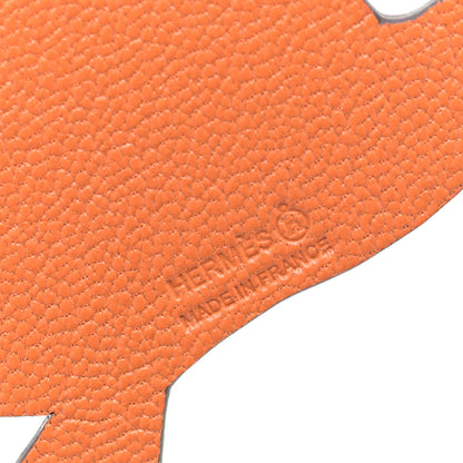 Hermes Togo Chevre Mysore Petit H Crane Charm Bleu De Prusse Orange 3 of 3