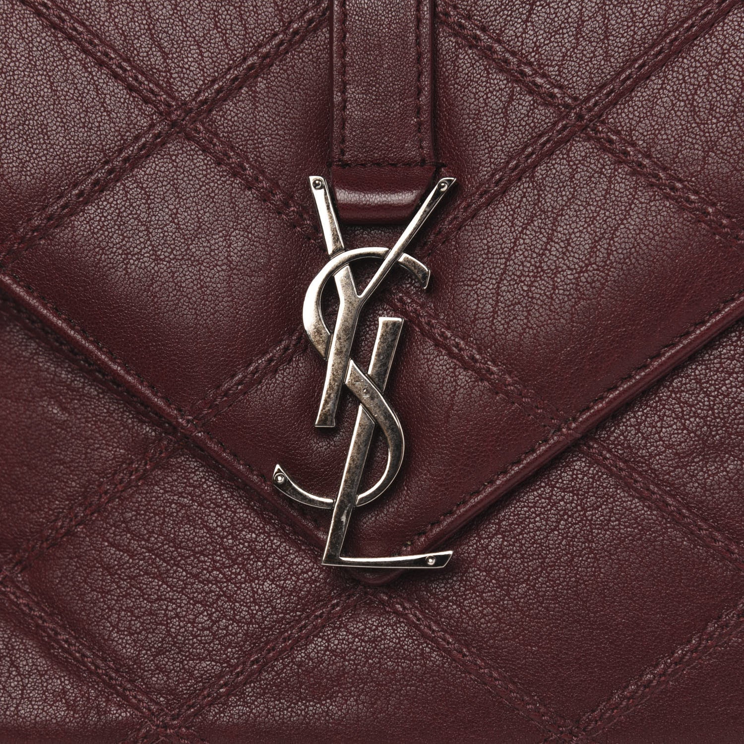 Saint Laurent Calfskin Matelasse Diamond Quilted Monogram Medium College Bag Bordeaux 8 of 13