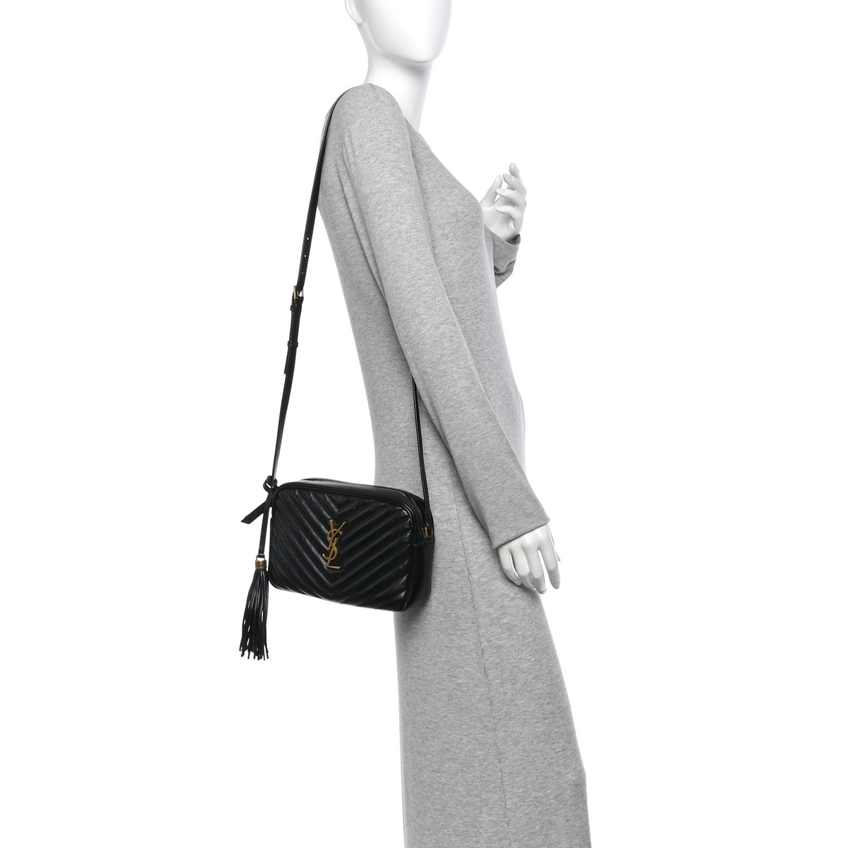 Saint Laurent Calfskin Matelasse Monogram Lou Camera Bag Black 2 of 10