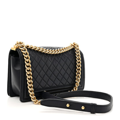 Chanel Lambskin Quilted Medium Boy Flap Dark Navy 2 of 18