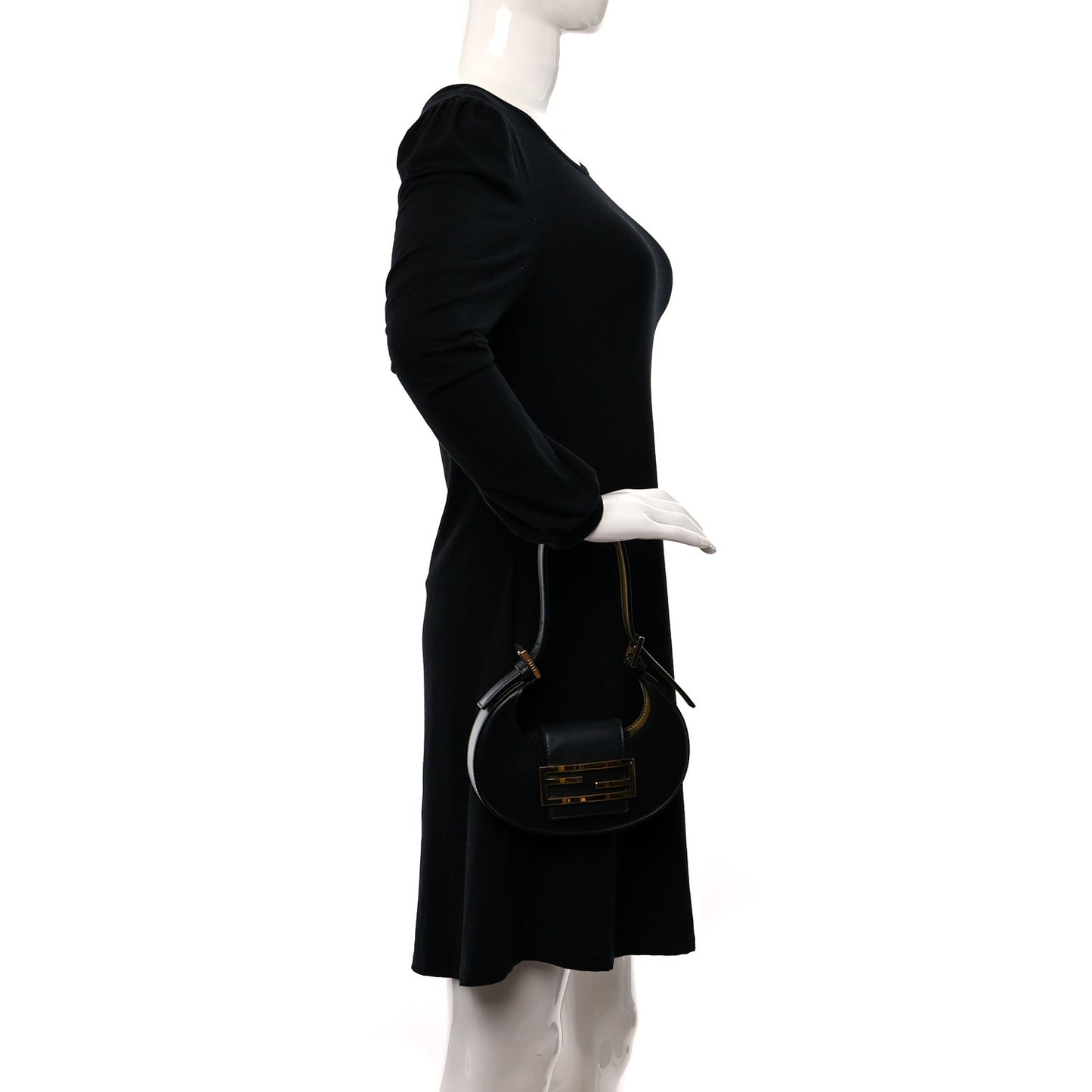 Vitello King Mini Cookie Hobo Bag Black