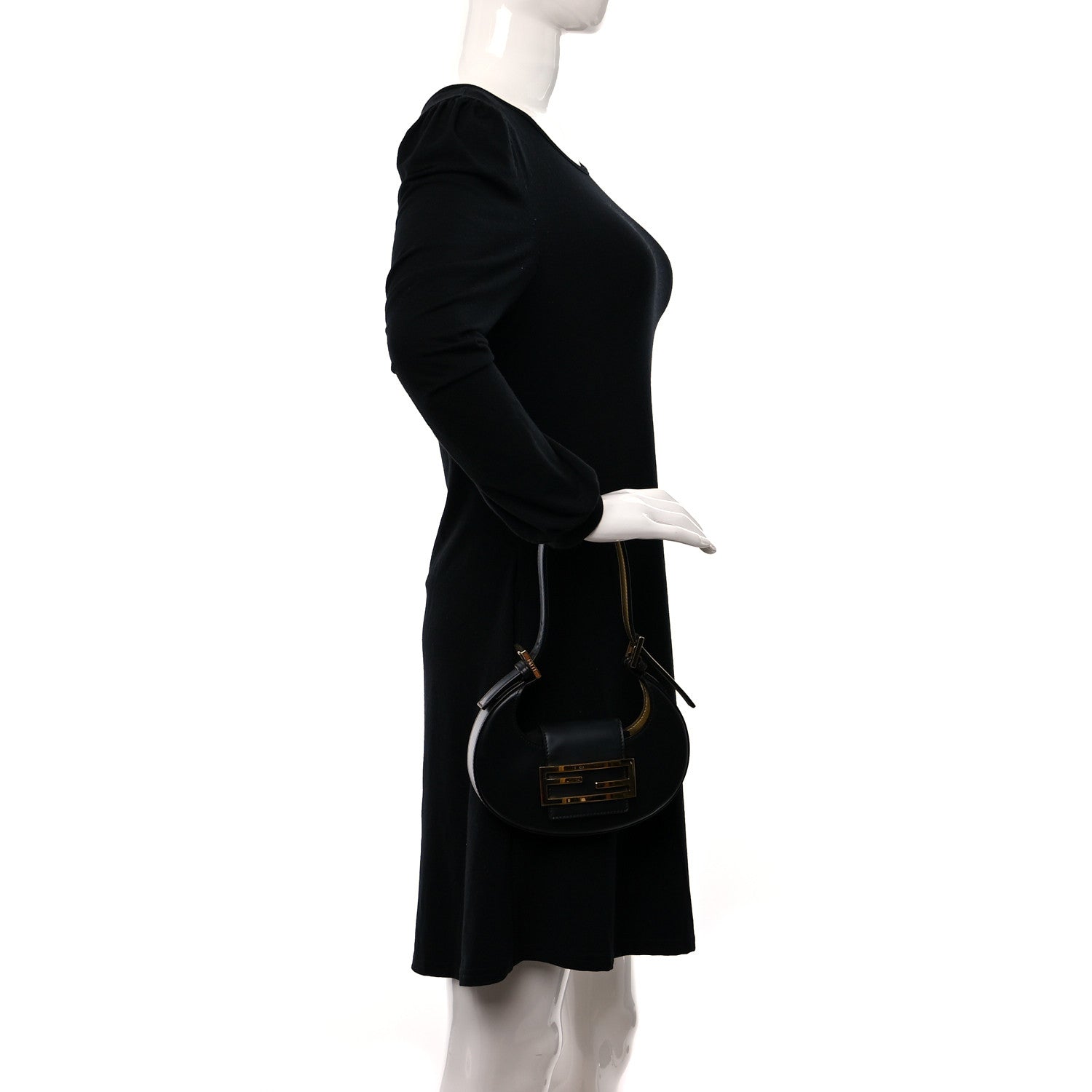 Fendi Vitello King Mini Cookie Hobo Bag Black 3 of 8