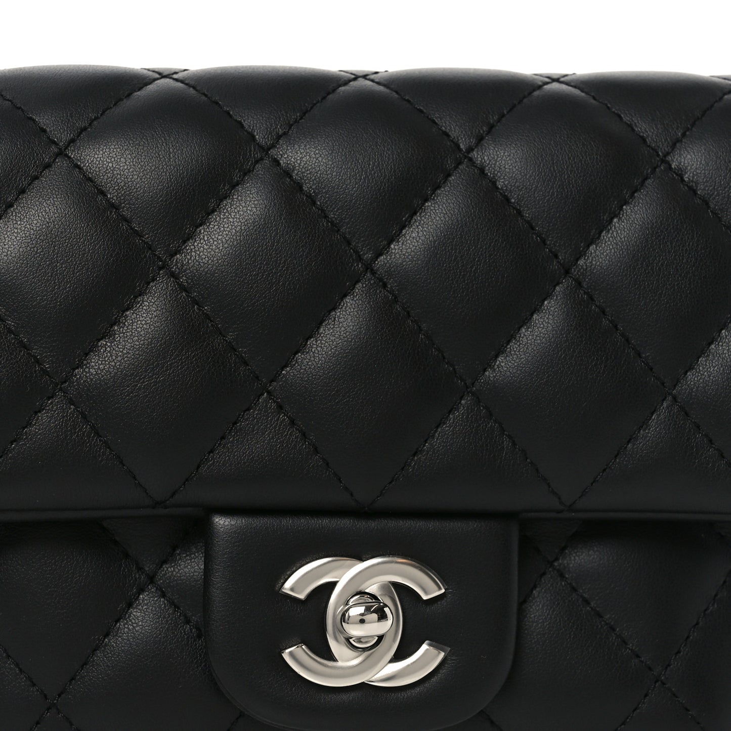 Calfskin Quilted CC Uniform Flap Belt Bag Black