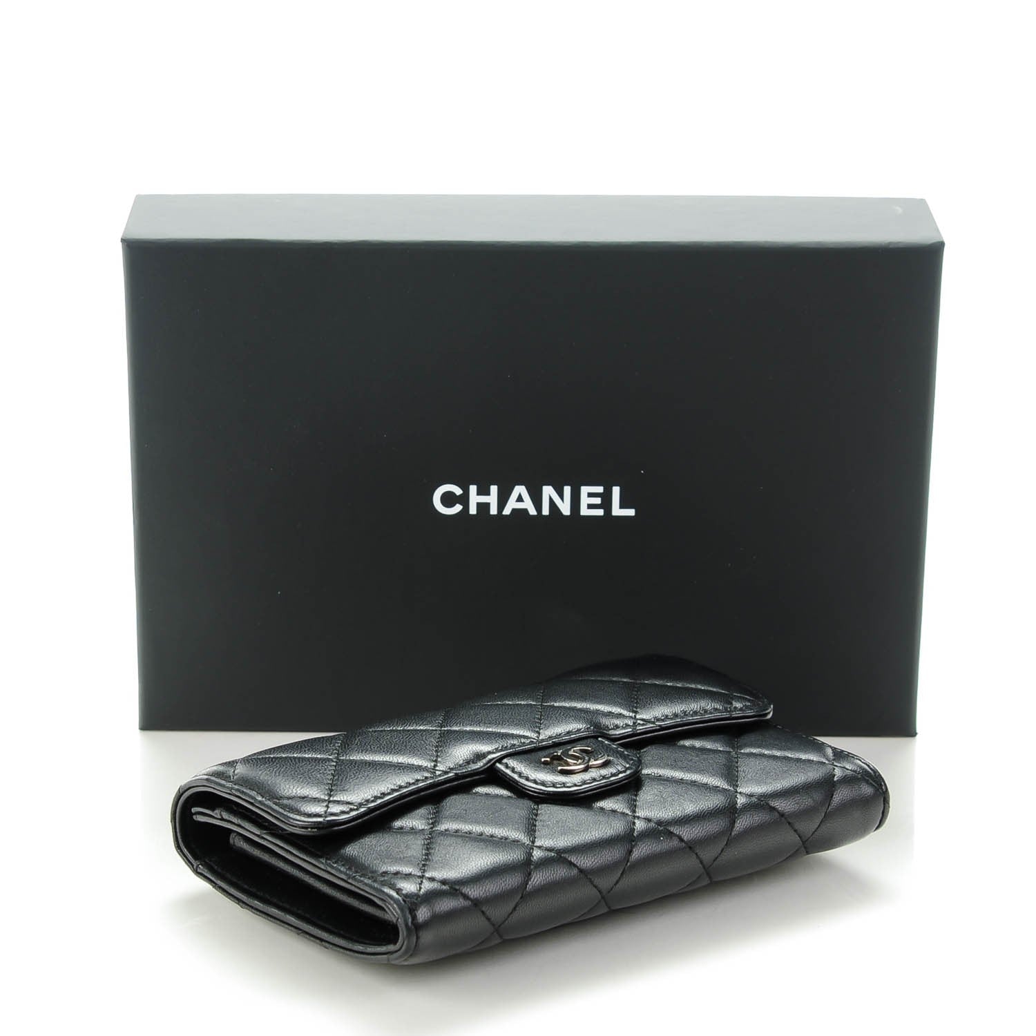Chanel Lambskin Quilted Small Flap Wallet Black 4 of 8