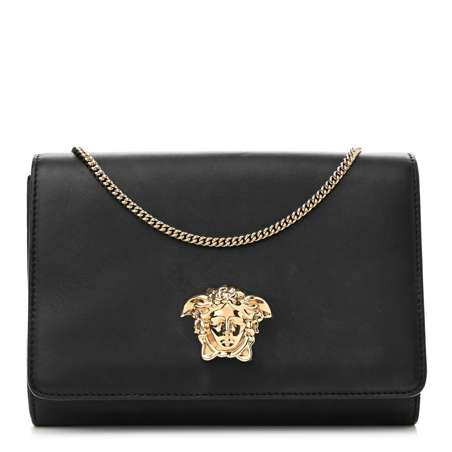 Vitello Palazzo Medusa Evening Clutch Bag Black