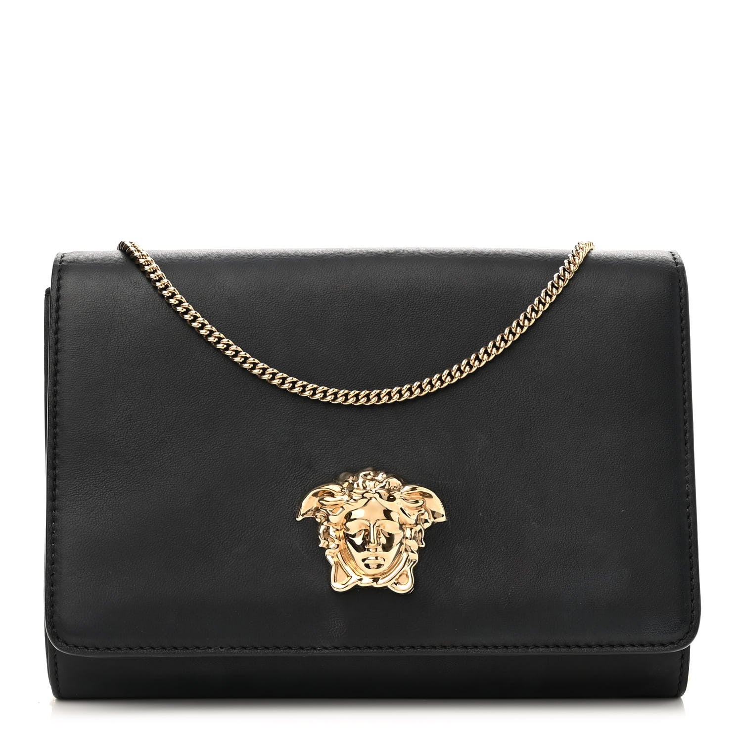 Versace Vitello Palazzo Medusa Evening Clutch Bag Black 1 of 16