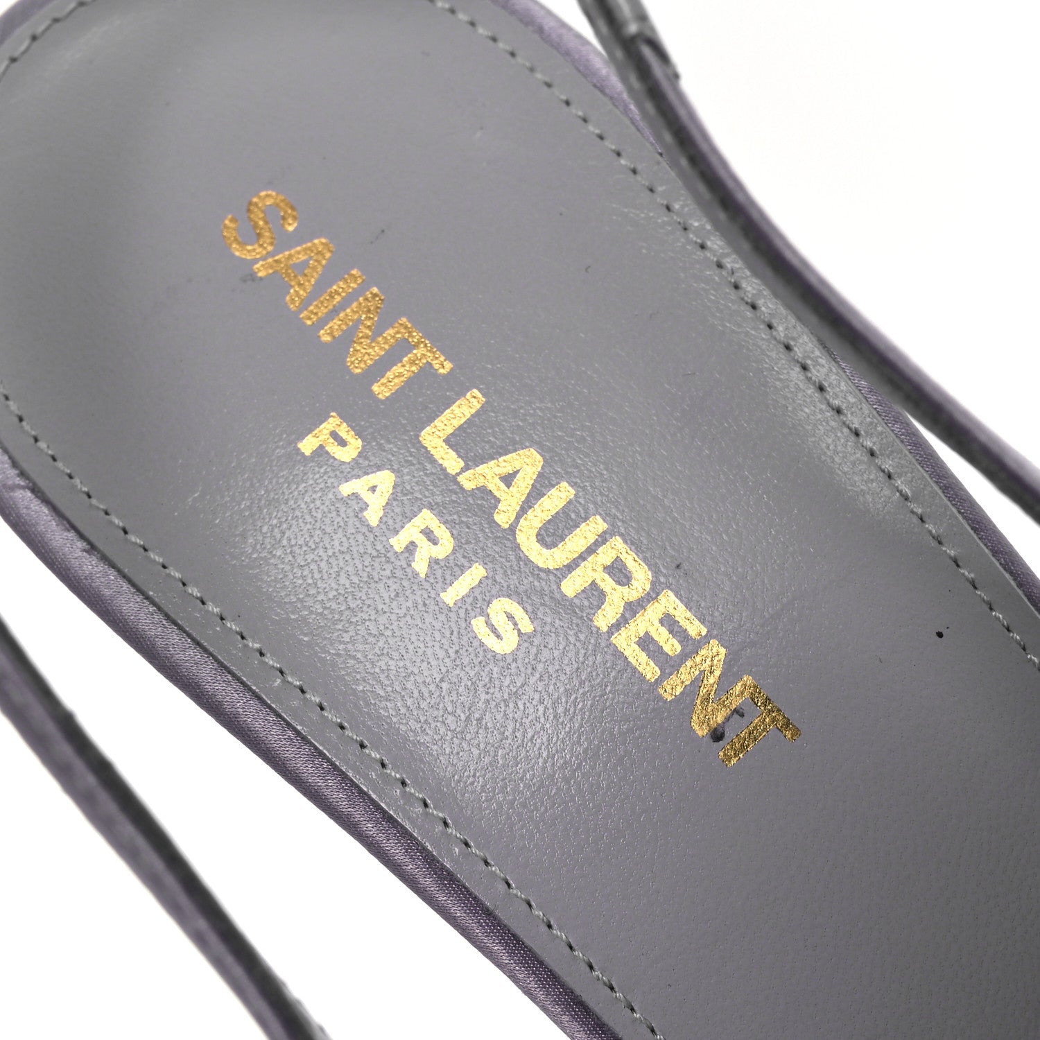 Saint Laurent Crepe Satin Mae Feathered Sandals Slight 38 Poly Grey 13 of 14