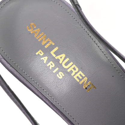 Saint Laurent Crepe Satin Mae Feathered Sandals Slight 38 Poly Grey 13 of 14