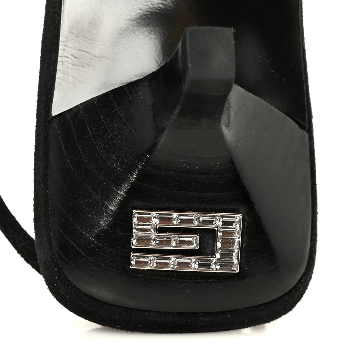 Gucci Tela Retino Kid Scamosciato Crystal GG Monogram Square G 35mm Slingback Pumps 39 Black 10 of 11