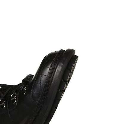 Chanel Calfskin Kid Suede Lace Up Short Boots 41 Black 13 of 16