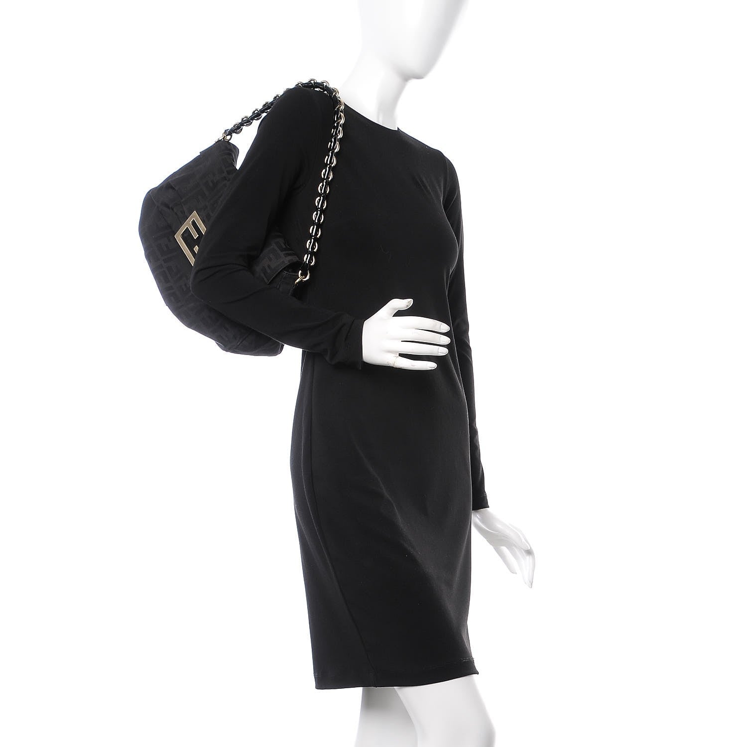 Fendi Zucca Enamel Mia Shoulder Flap Black 2 of 14