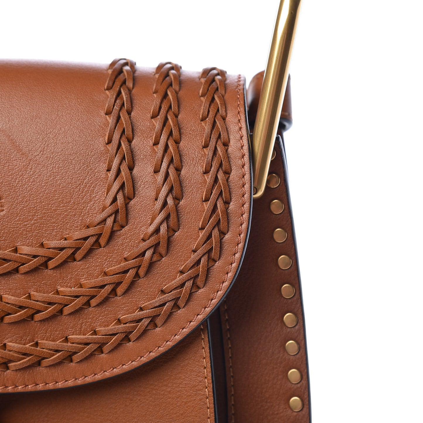 Calfskin Braided Small Hudson Shoulder Bag Caramel