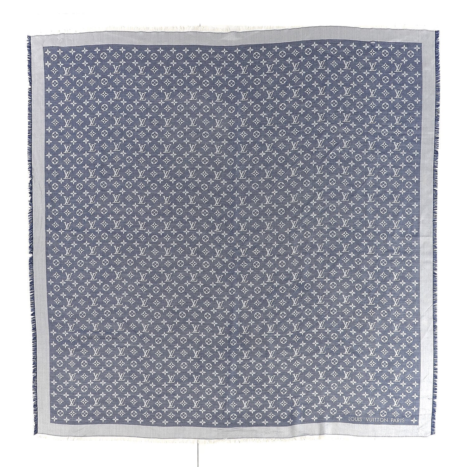 Louis Vuitton Silk Wool Monogram Denim Shawl Blue 1 of 5