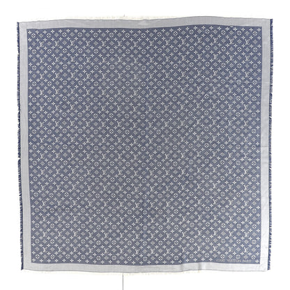 Louis Vuitton Silk Wool Monogram Denim Shawl Blue 1 of 5