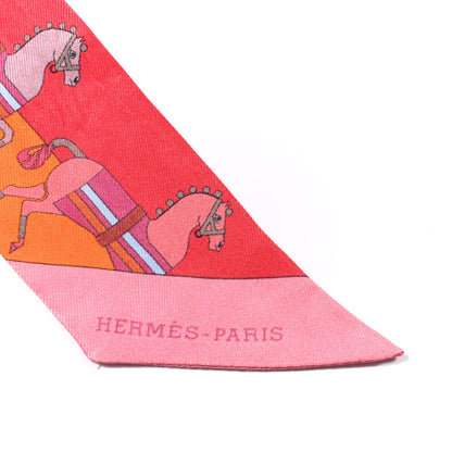 Hermes Silk Rocabar Twilly Orange Rouge Framboise 4 of 4