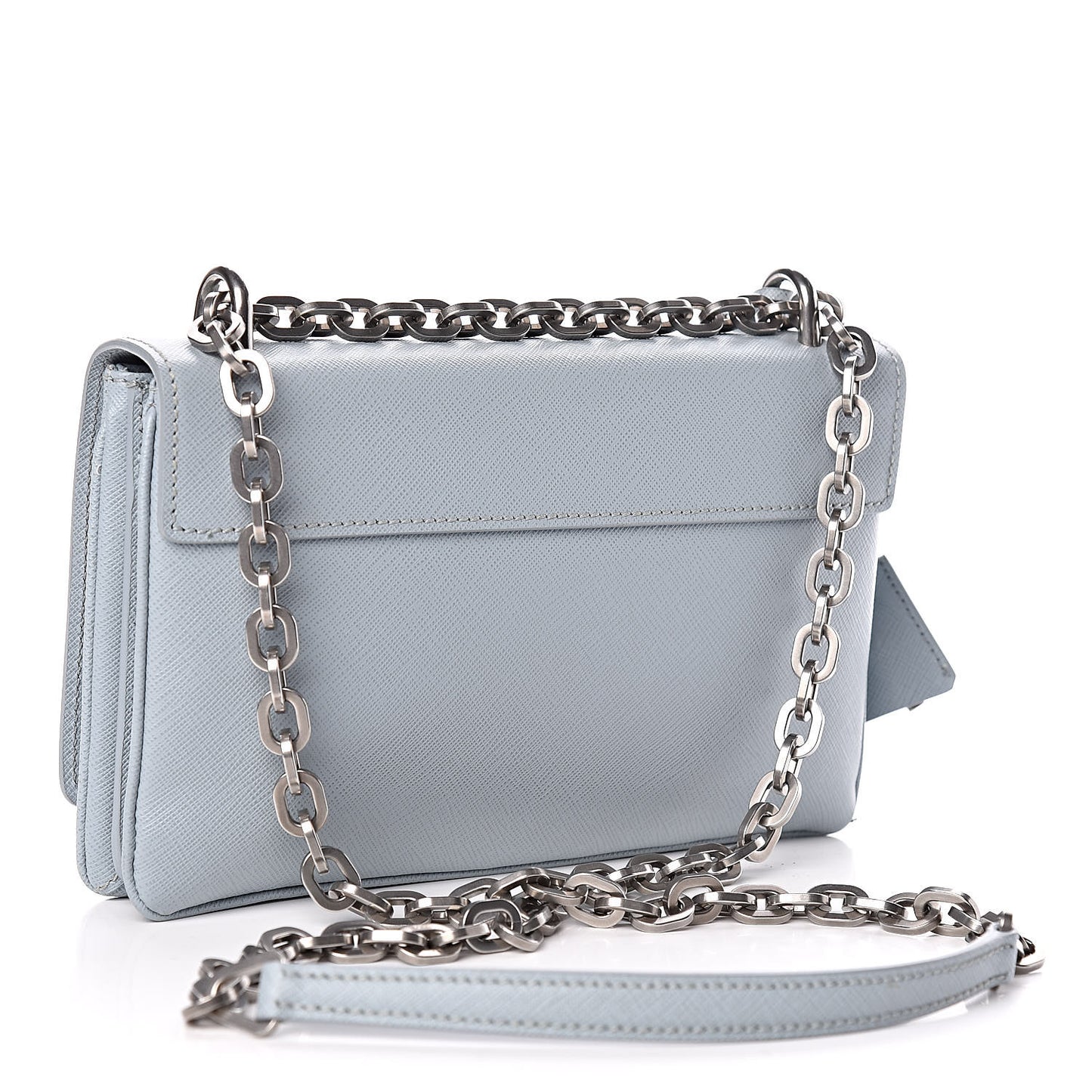 Saffiano Lux Lock Flap Chain Shoulder Bag Lago
