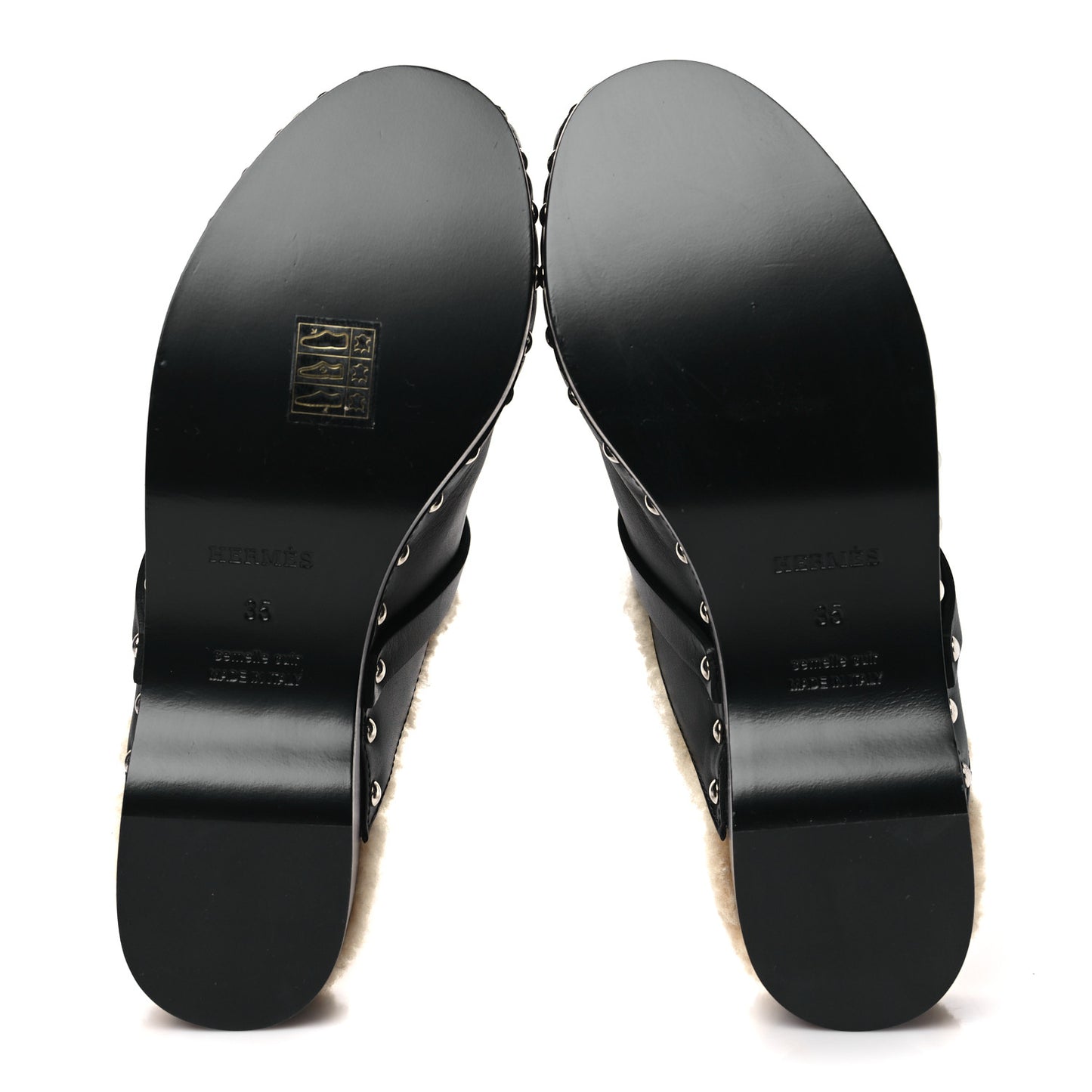Calfskin Woolskin Carlotta Mules 35 Black