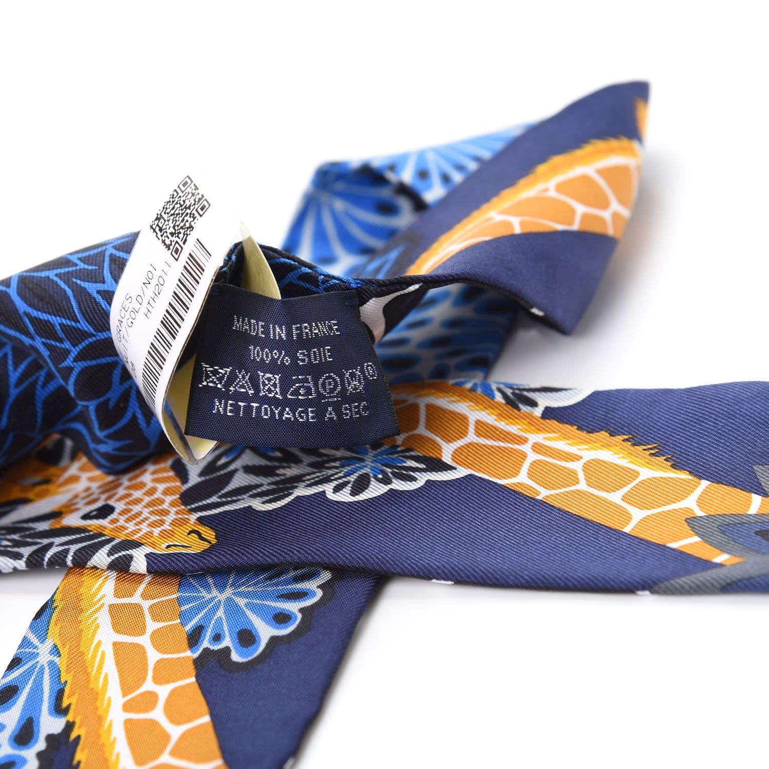 Hermes Silk The Three Graces Twilly Bleu Nuit Gold Black 2 of 4
