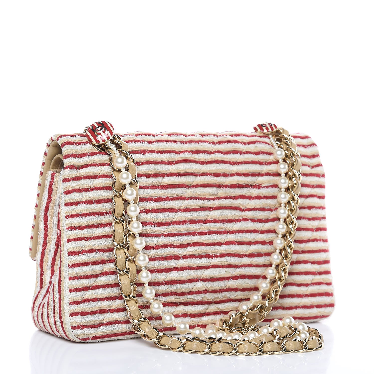 Chanel Jersey Quilted Medium Coco Sailor Flap Red White 3 of 12