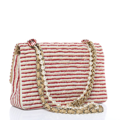 Chanel Jersey Quilted Medium Coco Sailor Flap Red White 3 of 12