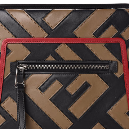 Fendi Vitello Century F is Fendi FF Diagonal Inlay Small Runaway Satchel Fango Black Fragola 9 of 11