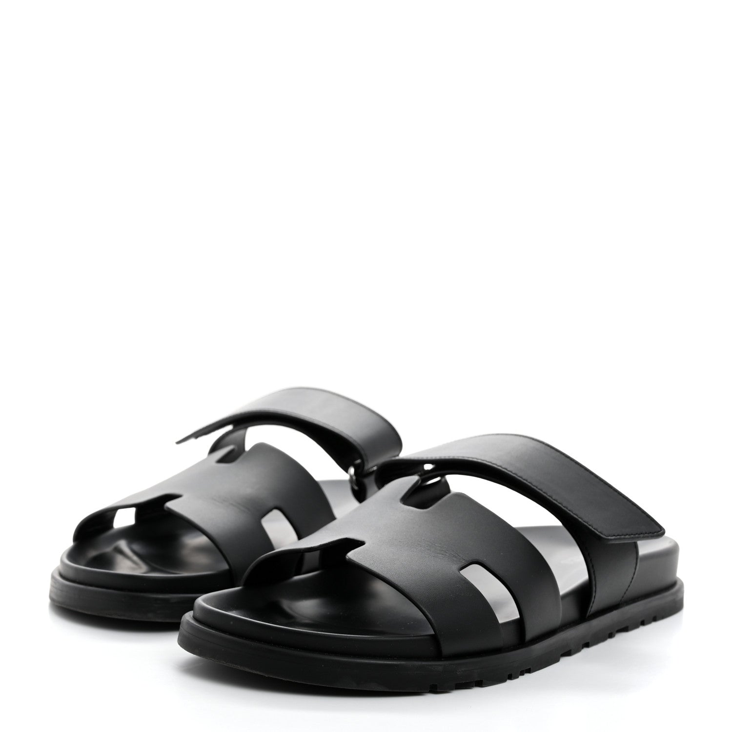 Hermes Calfskin Womens Chypre Sandals 40 Black 3 of 9