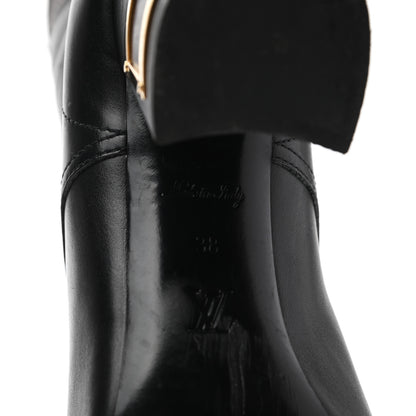 Louis Vuitton Calfskin Monogram Bliss Lace Up Ankle Boots 38 Black 7 of 12