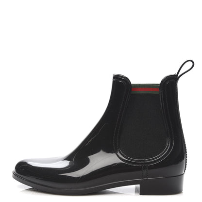 Gucci Rubber Womens Web Ankle Boots 8 Black 1 of 7
