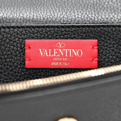 Valentino Garavani Pebbled Calfskin Rockstud Flap Wallet On Chain Black 6 of 9