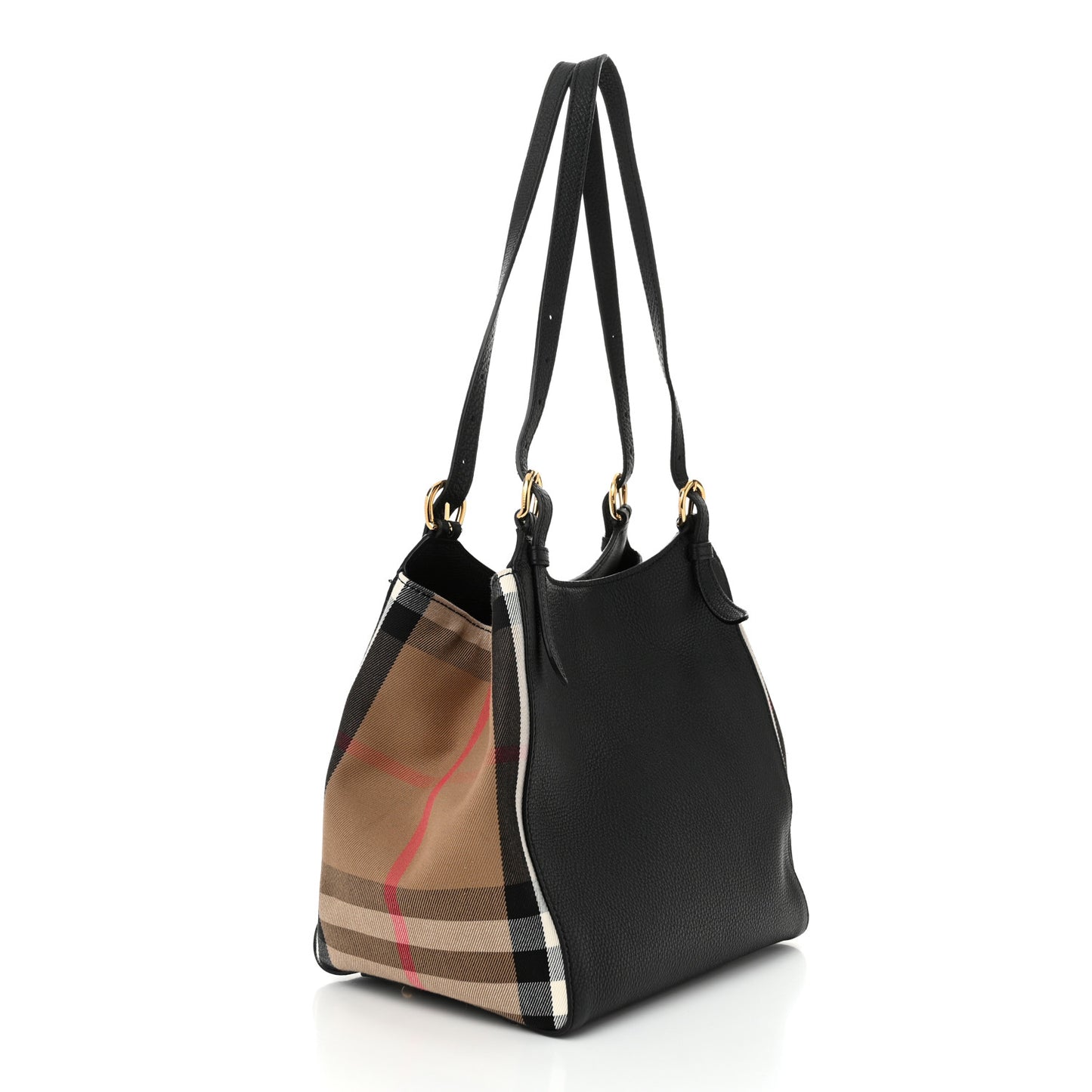 Grainy Calfskin House Check Small Canterbury Black