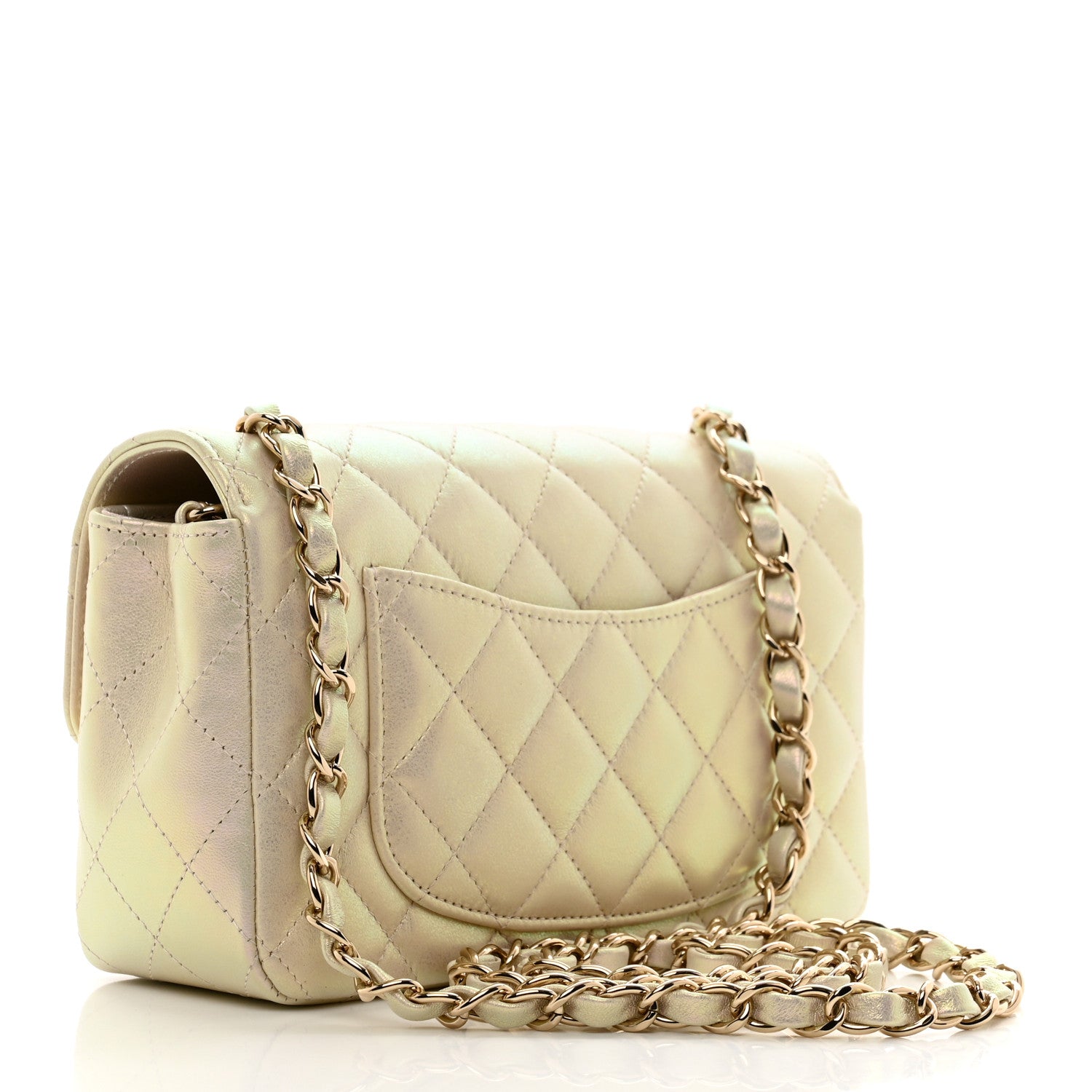 Chanel Iridescent Lambskin Quilted Mini Rectangular Flap Ivory 3 of 10