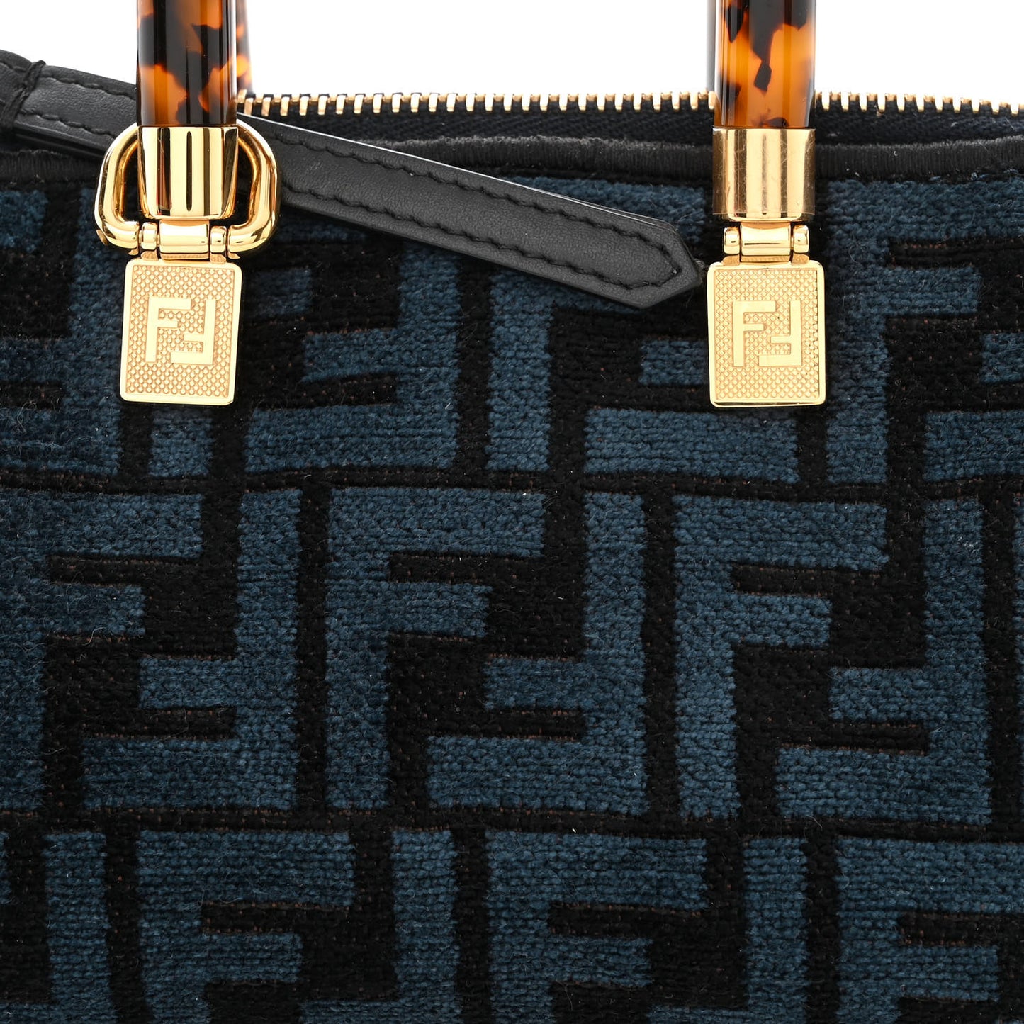 Chenille Vitello King Plexiglass FF Mini By The Way Top Handle Boston Bag Blue Black