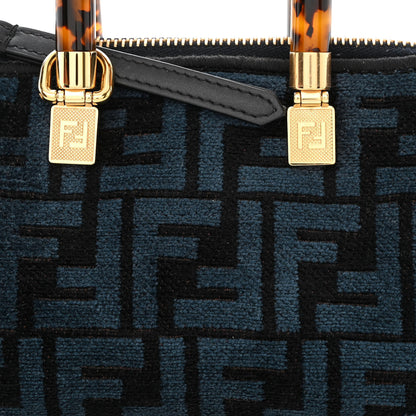 Fendi Chenille Vitello King Plexiglass FF Mini By The Way Top Handle Boston Bag Blue Black 8 of 10