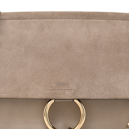 Chloe Calfskin Suede Medium Faye Shoulder Bag Motty Grey 7 of 18