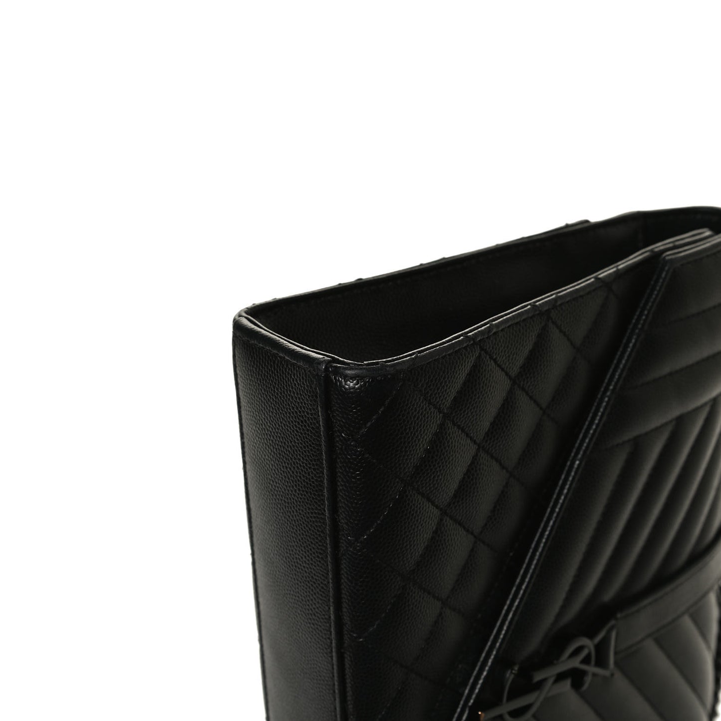 Grain De Poudre Textured Mixed Matelasse Triquilt Medium Monogram Satchel Black