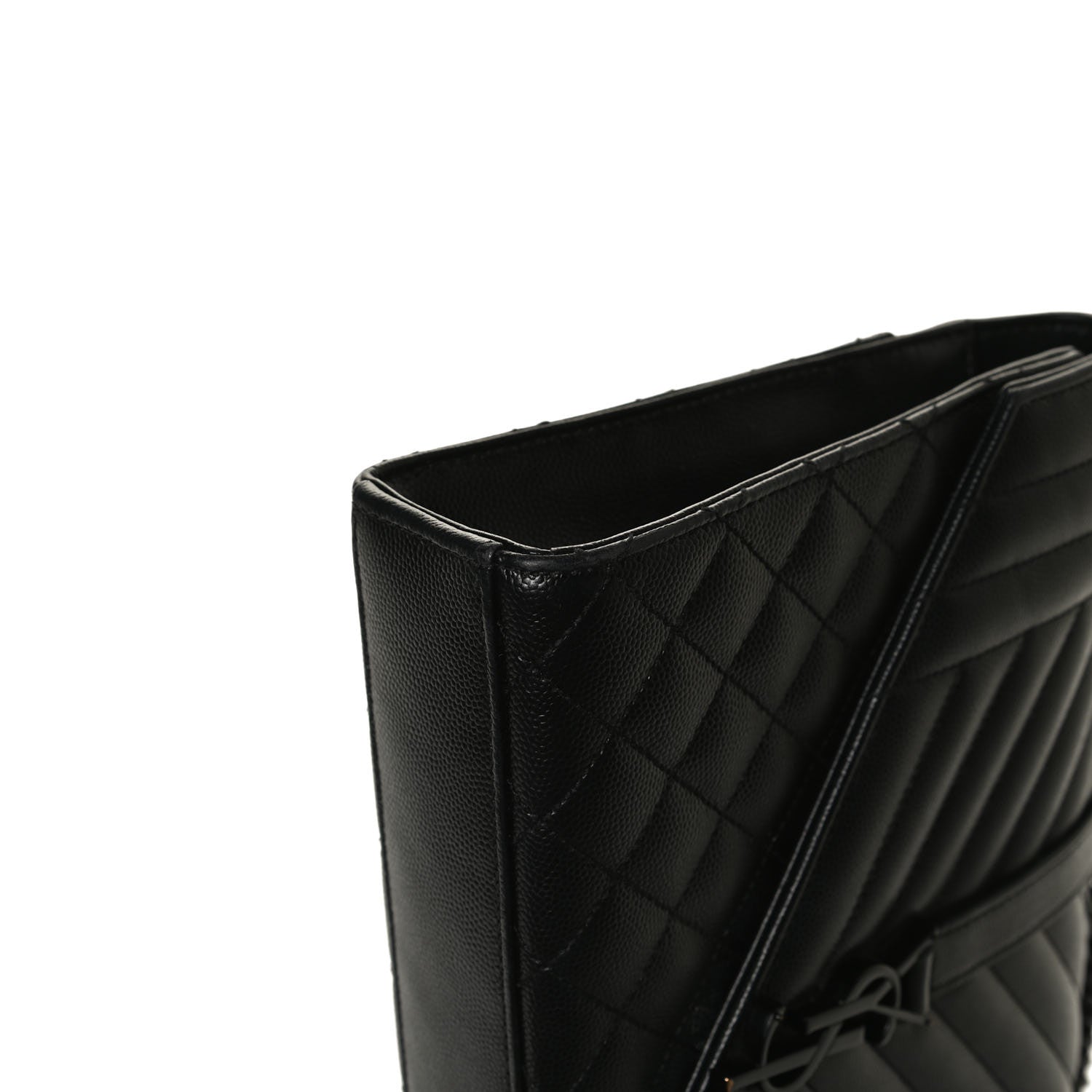 Saint Laurent Grain De Poudre Textured Mixed Matelasse Triquilt Medium Monogram Satchel Black 12 of 13