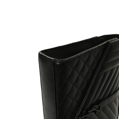 Saint Laurent Grain De Poudre Textured Mixed Matelasse Triquilt Medium Monogram Satchel Black 12 of 13