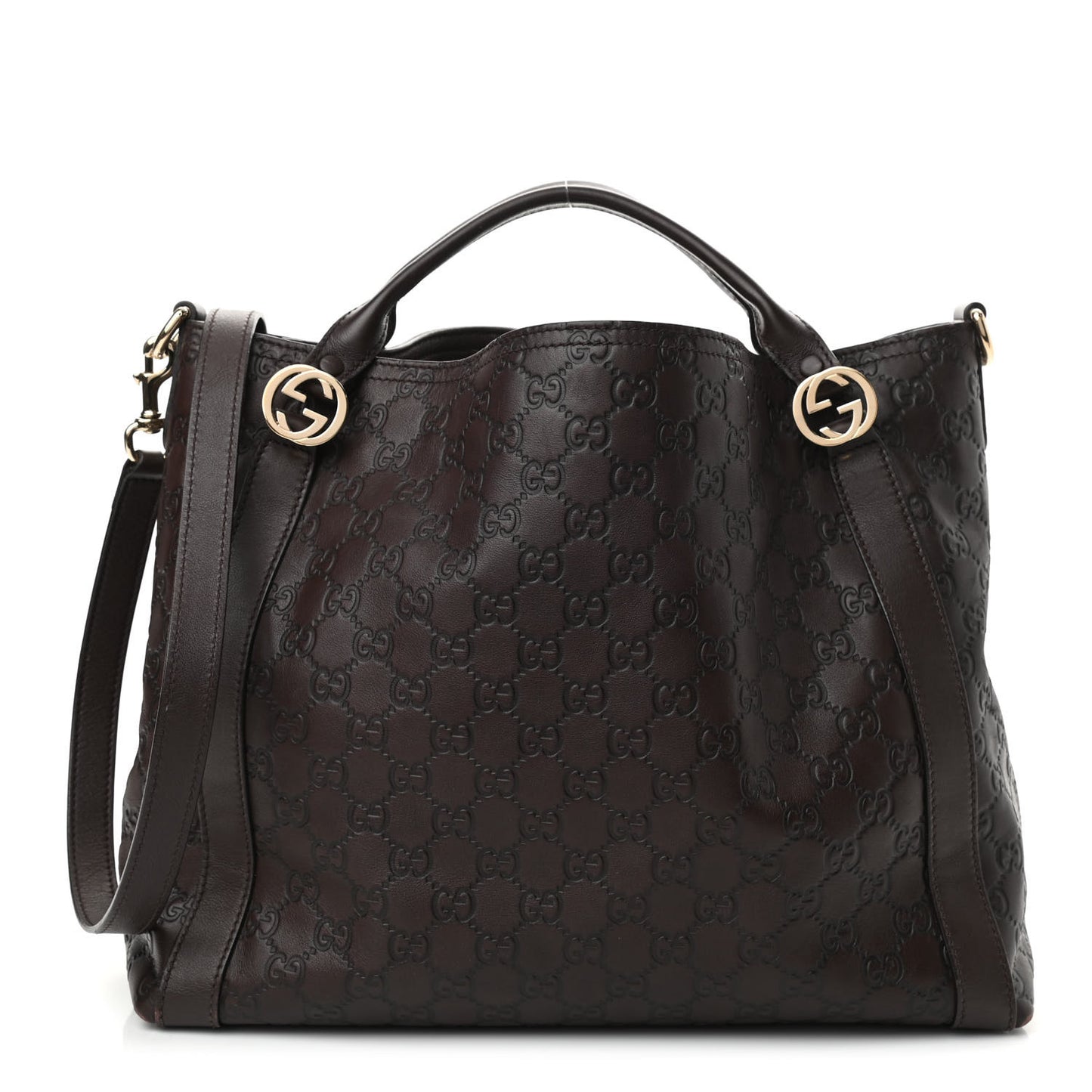 Guccissima Medium Miss GG Top Handle Bag Dark Brown