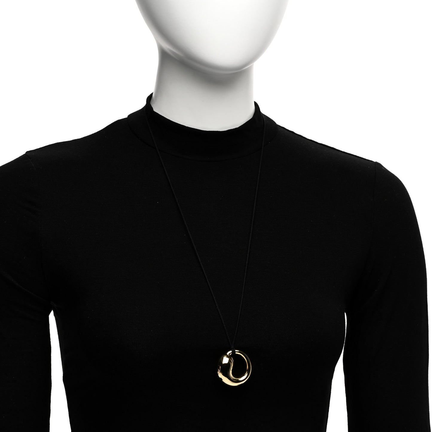 18K Yellow Gold Elsa Peretti Eternal Circle Pendant Cord Necklace