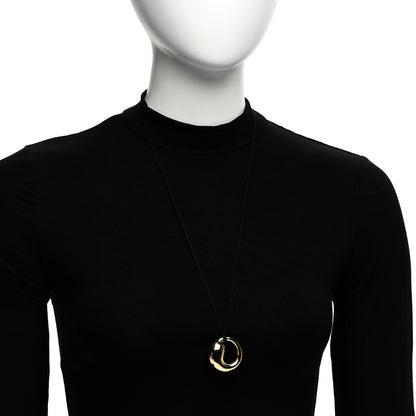 Tiffany 18K Yellow Gold Elsa Peretti Eternal Circle Pendant Cord Necklace 2 of 4