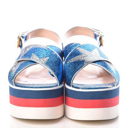 Gucci Lurex Starry Sky Crossover Platform Sandals 38.5 Bleuette Silver 2 of 9